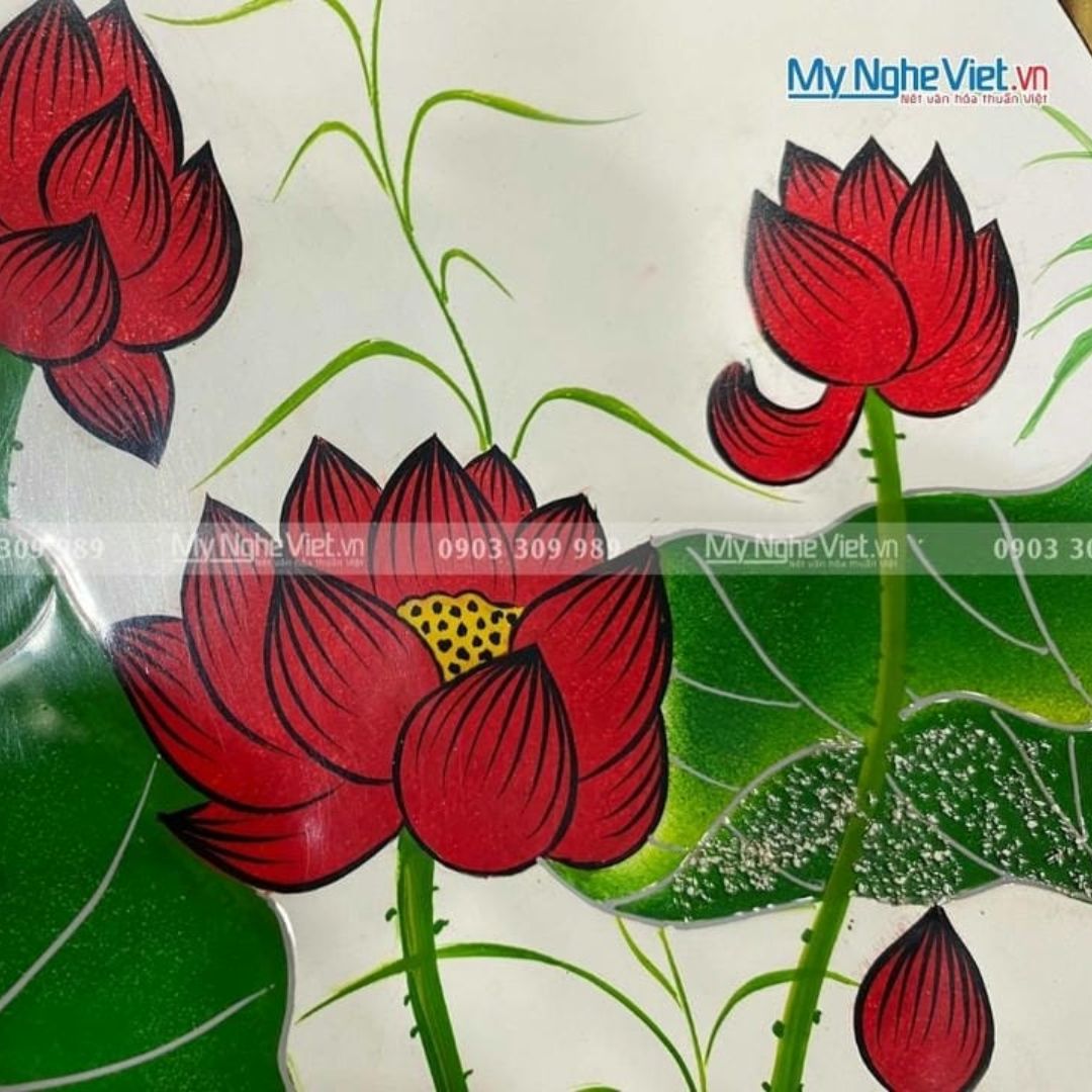Quà Tặng Đại Hội, Tranh Sơn Mài Hoa Sen, Tranh Đĩa Sơn Mài
