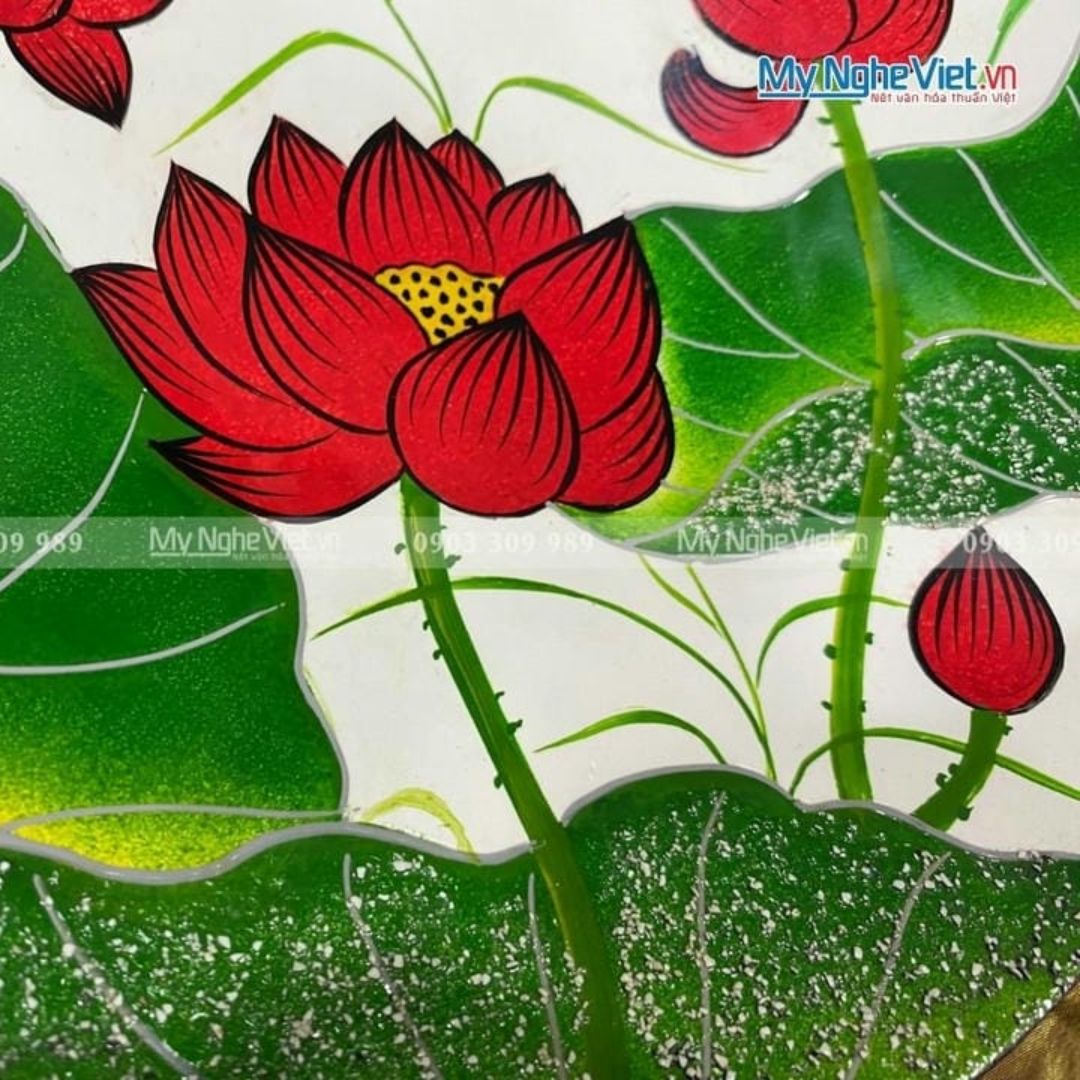 Quà Tặng Đại Hội, Tranh Sơn Mài Hoa Sen, Tranh Đĩa Sơn Mài